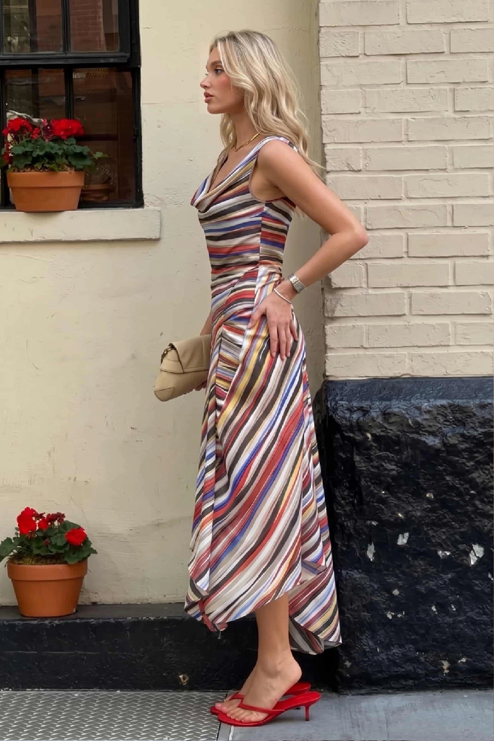 Sunset Stripe Midi Dress