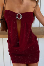 Bordeaux Crystal Mini Dress