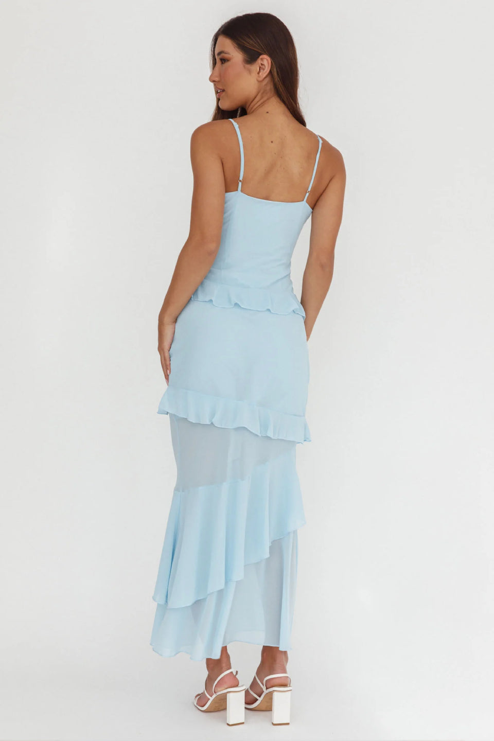 Blue Rose Cascade Maxi Dress