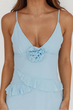 Blue Rose Cascade Maxi Dress