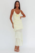 Butter Rose Cascade Maxi Dress