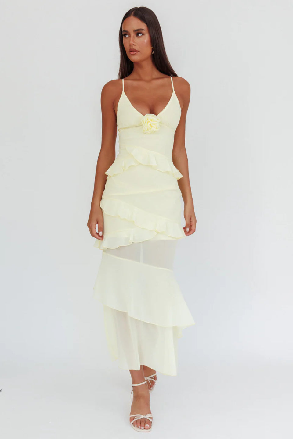 Butter Rose Cascade Maxi Dress
