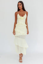Butter Rose Cascade Maxi Dress