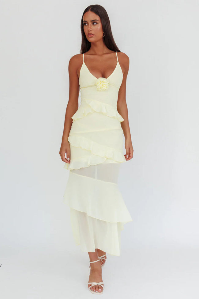 Butter Rose Cascade Maxi Dress Main Image