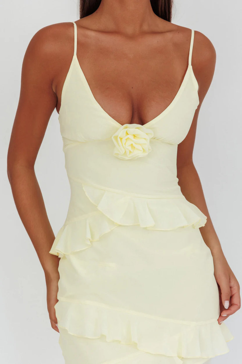 Butter Rose Cascade Maxi Dress