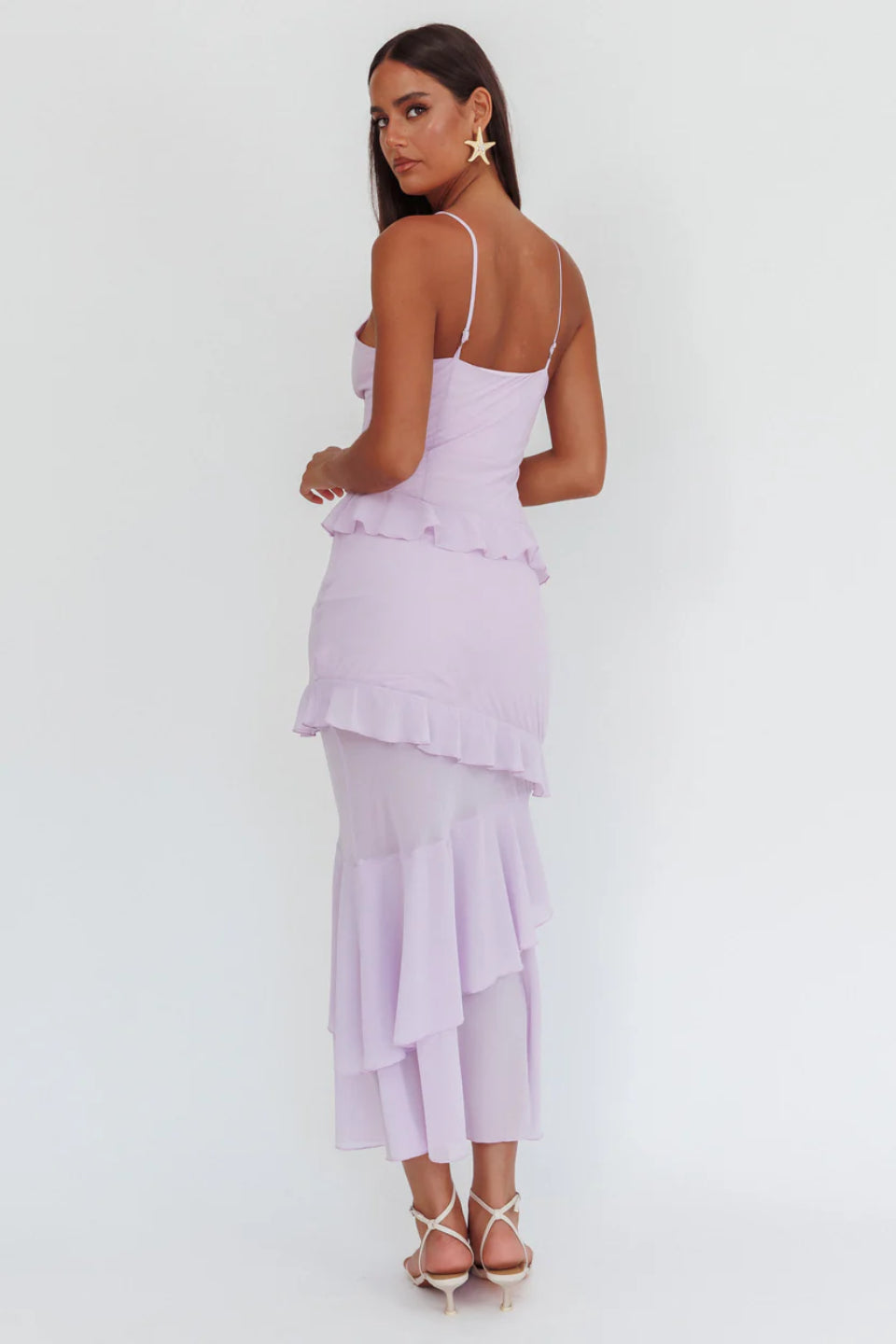 Lavender Rose Cascade Maxi Dress