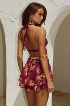 Bordeaux Butterfly Mini Dress