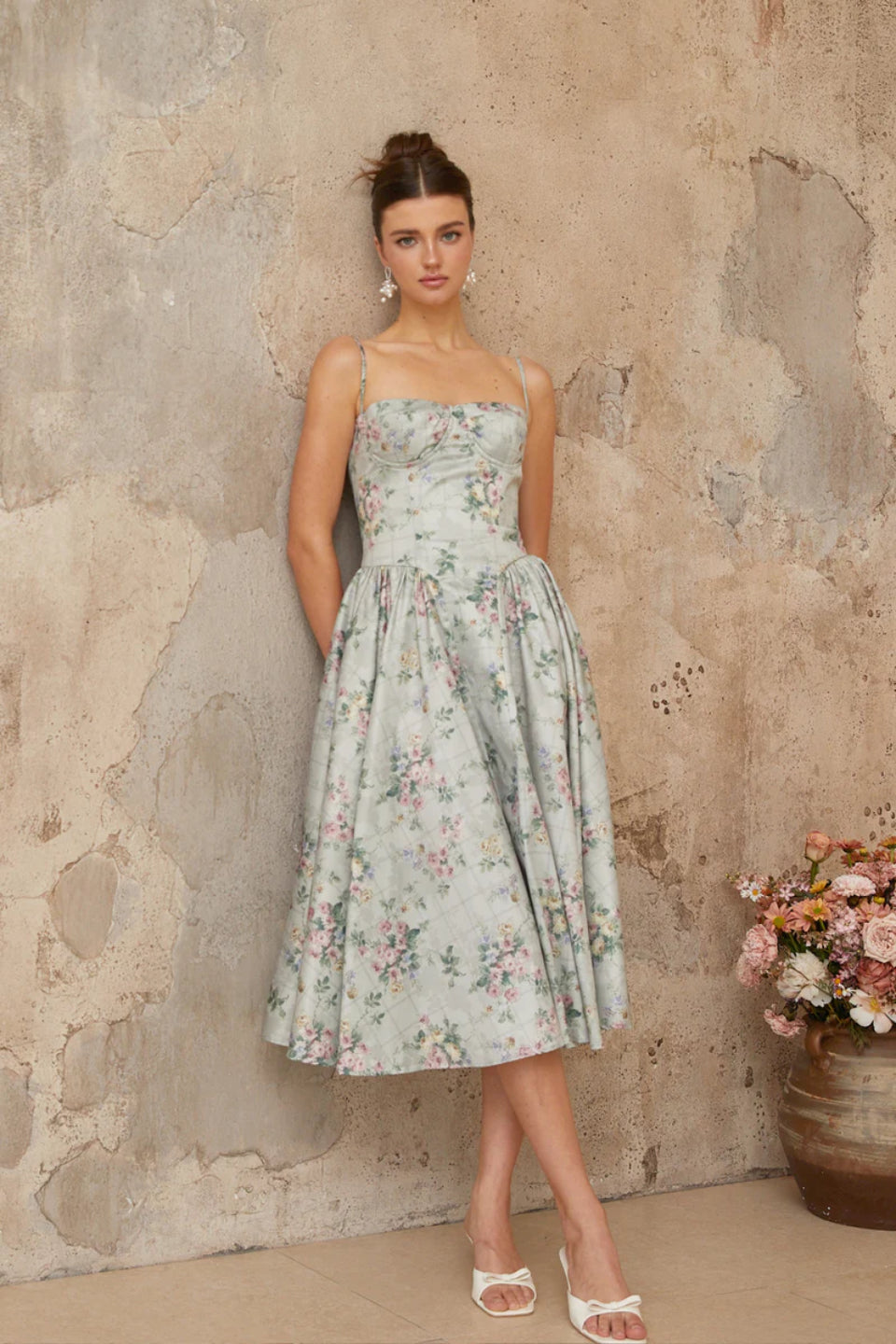 Sage Garden Soirée Midi Dress