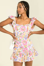 Watercolor Bloom Mini Dress
