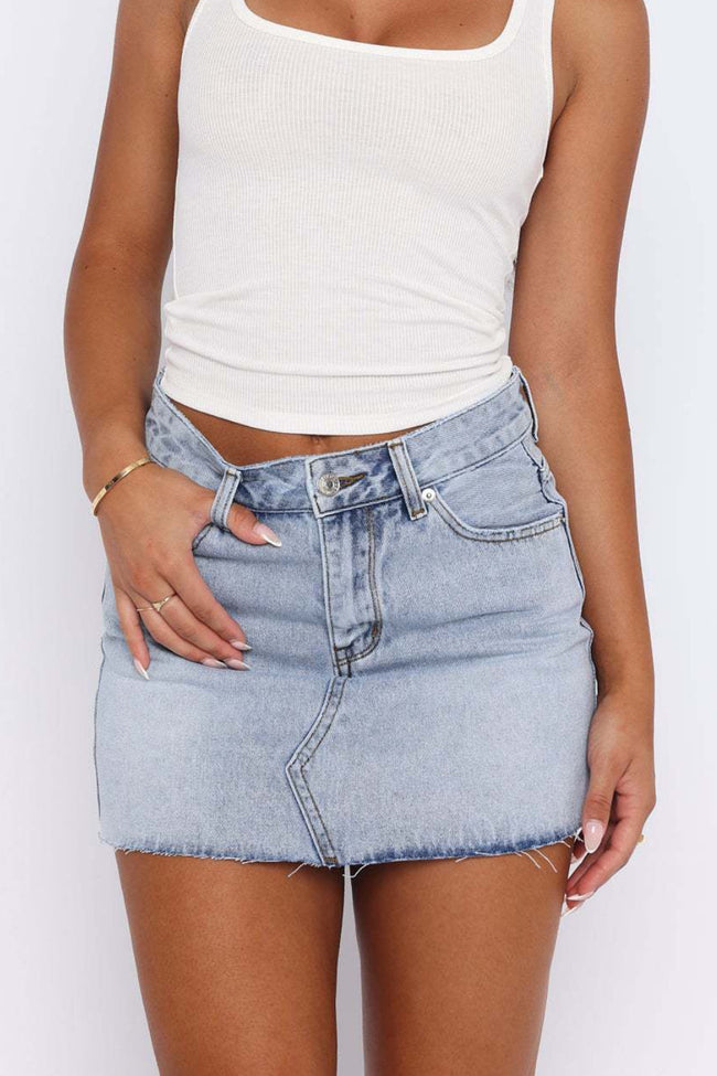 Downtown Denim Mini Skirt Hover Image