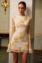 Golden Bloom Mini Dress