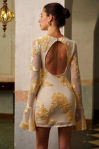 Golden Bloom Mini Dress