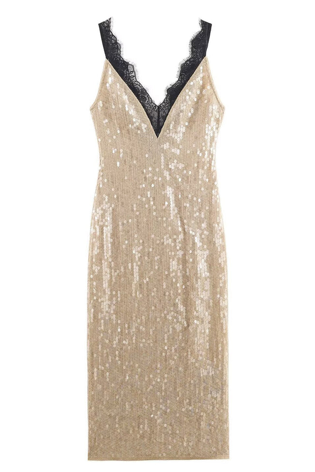 Golden Midnight Midi Dress Main Image