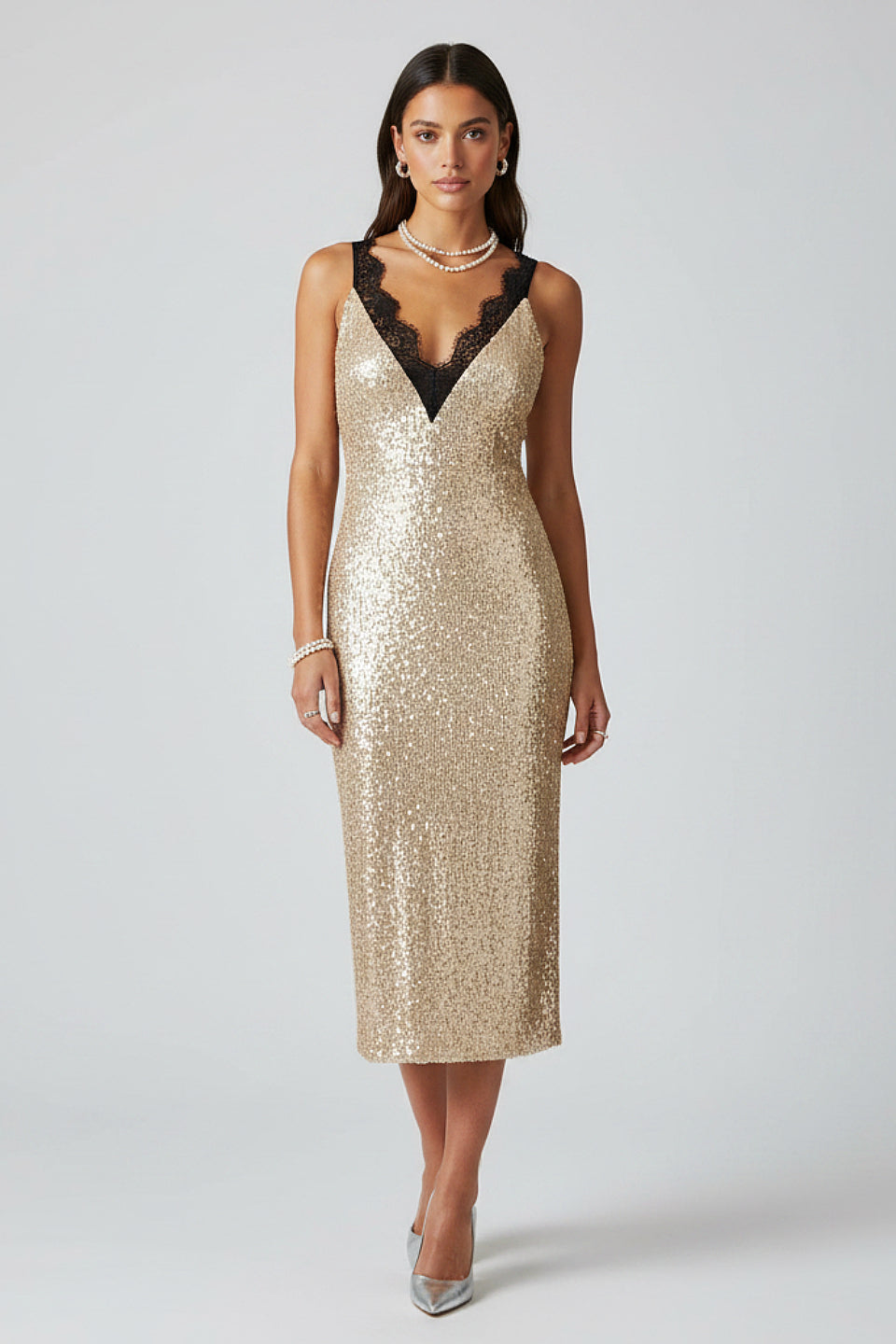 Golden Midnight Midi Dress