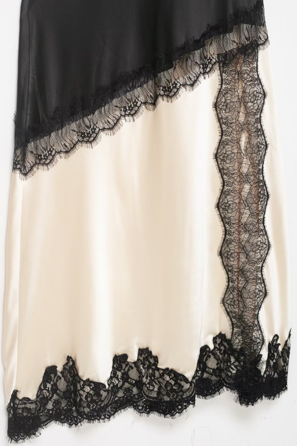 Noir Lace Satin Maxi Dress