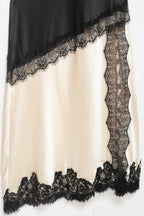 Noir Lace Satin Maxi Dress