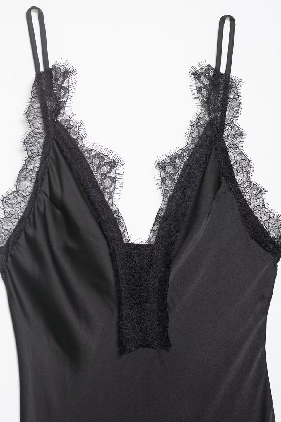 Noir Lace Satin Maxi Dress