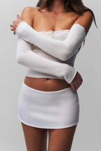 White Ruched Mini Skirt
