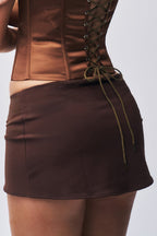 Brown Ruched Mini Skirt