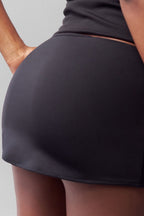 Black Ruched Mini Skirt