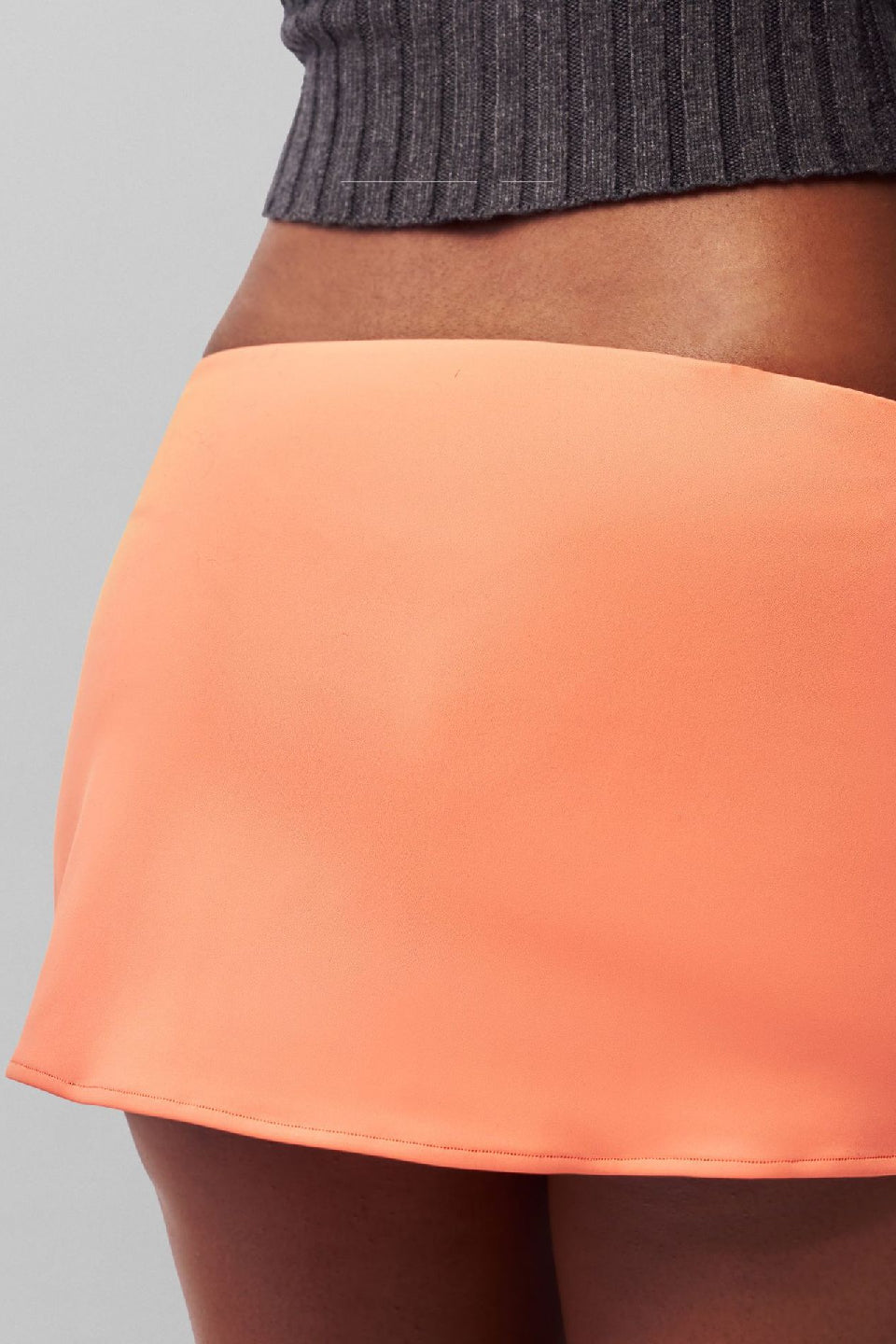Orange Ruched Mini Skirt