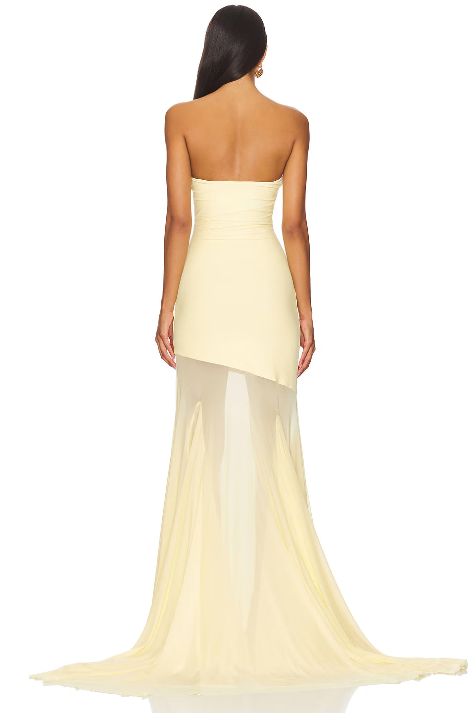 Cream Mesh Fishtail Gown