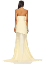 Cream Mesh Fishtail Gown