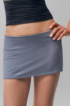 Gray Ruched Mini Skirt