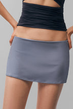 Gray Ruched Mini Skirt