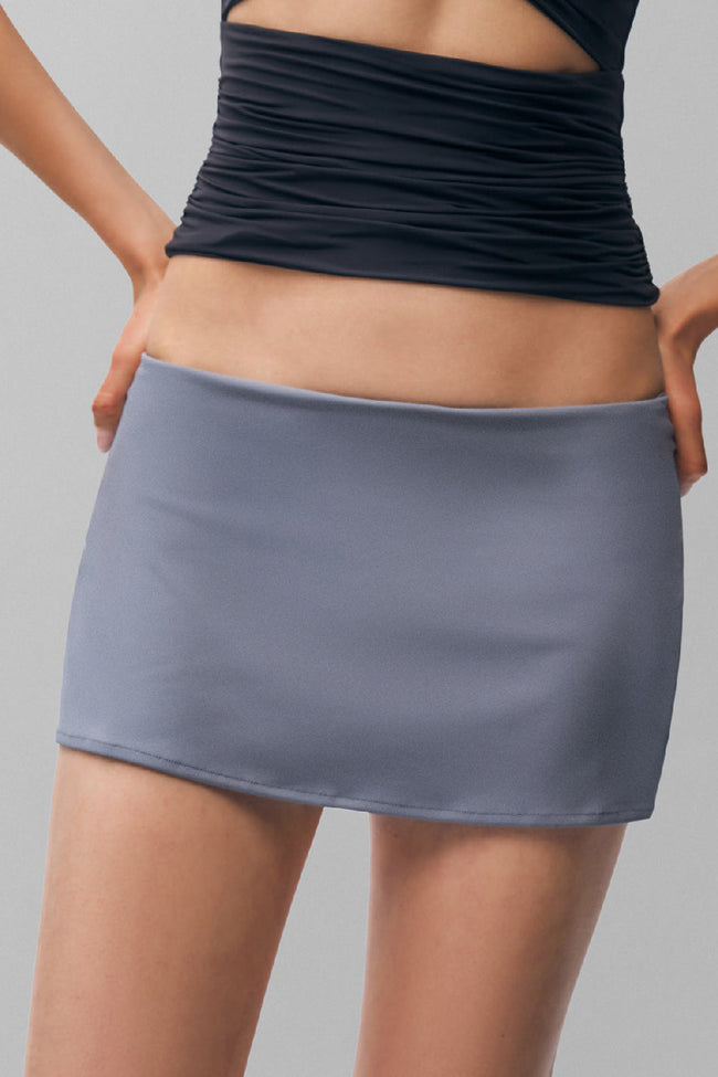 Gray Ruched Mini Skirt Main Image