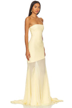 Cream Mesh Fishtail Gown