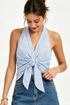 Striped Twist Halter Top