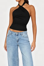 Black Twist Halter Top