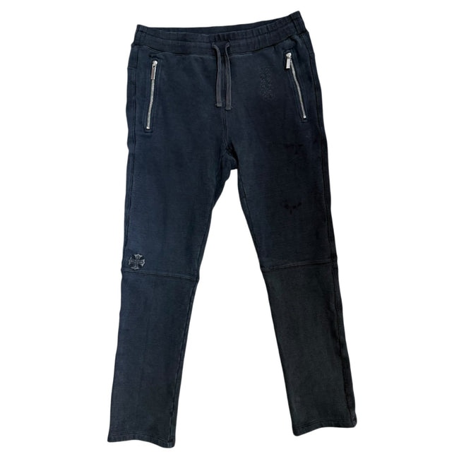 Chrome Hearts Tonal Eye Test Logo Leather Cross Patch Zipper Sweatpants Hover Image