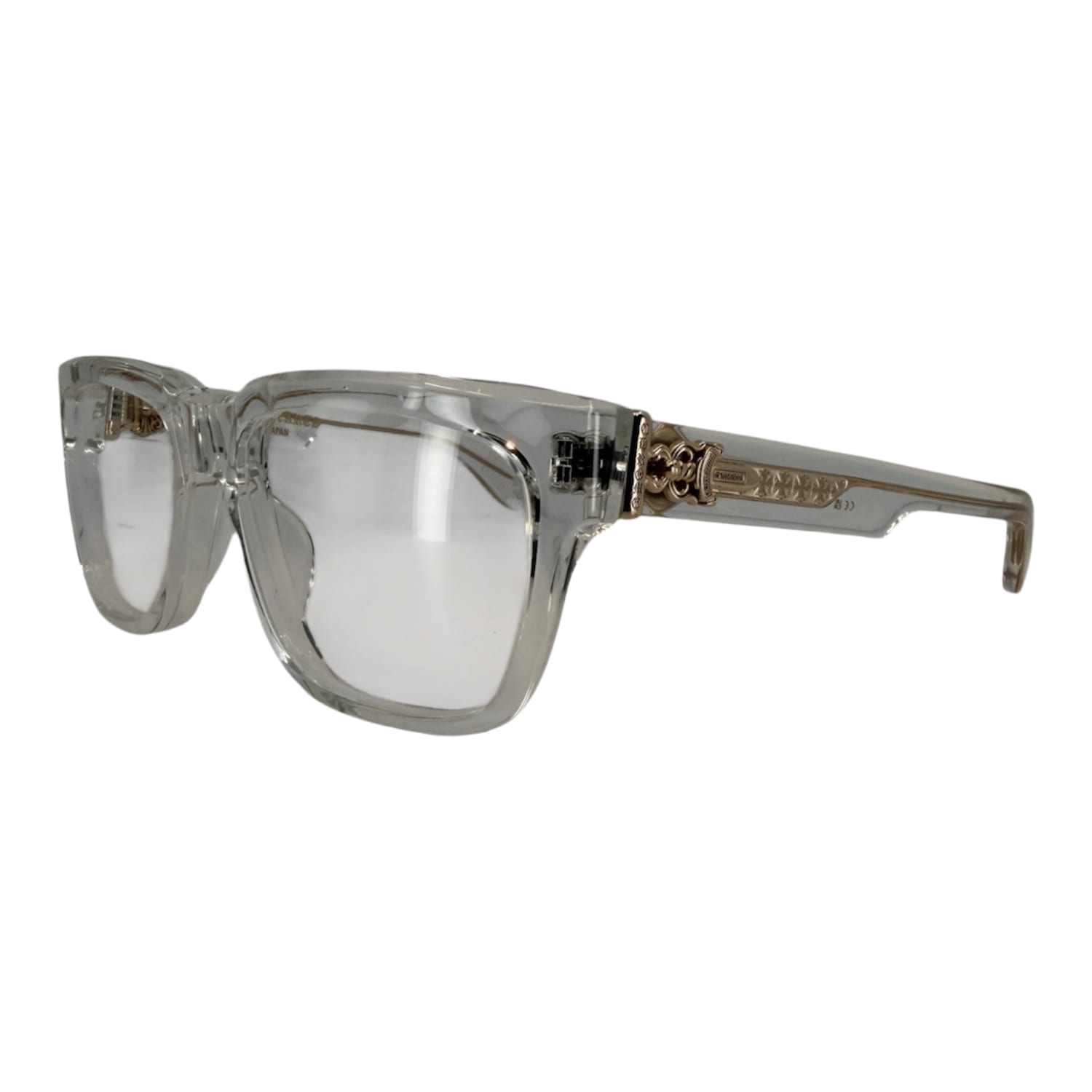 Chrome Hearts Box Officer Crystal/18k Gold Plated Glasses