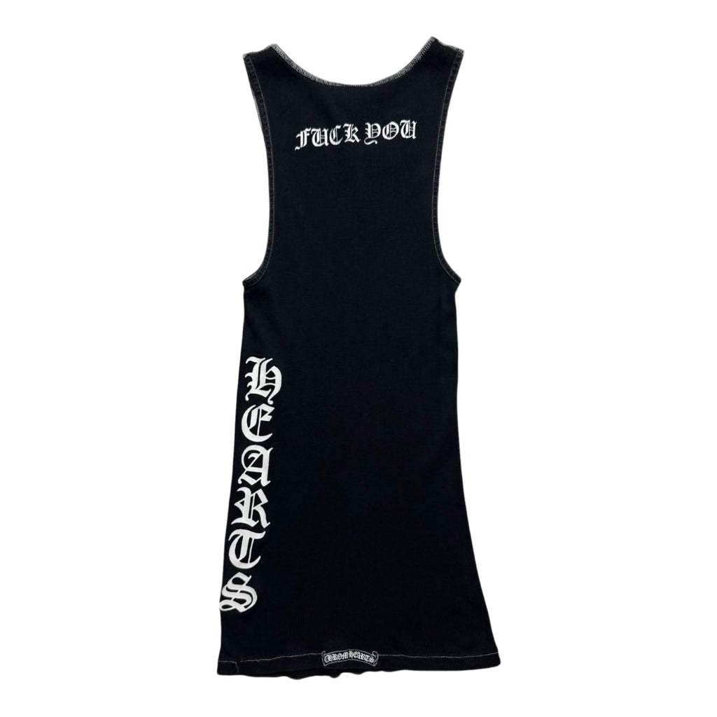Chrome Hearts Vintage Ribbed Side Logo Fuck You Tank Top Black