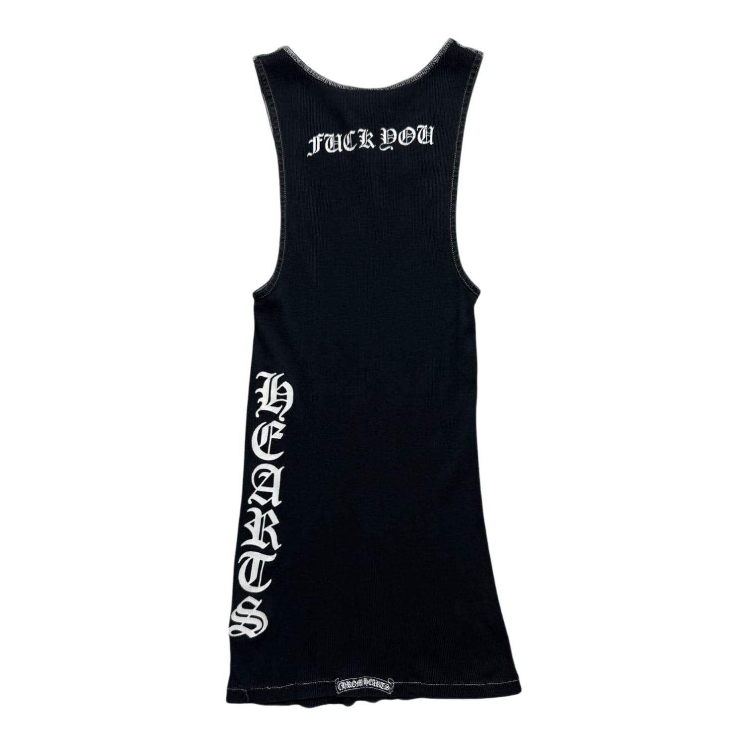Chrome Hearts Vintage Ribbed Side Logo Fuck You Tank Top Black