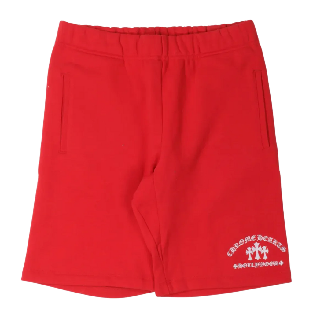 Chrome Hearts Triple Cross Embroidered King Taco Sweat Shorts Red