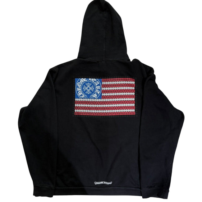 Chrome Hearts American Flag Horseshoe Hoodie Black/White/Multicolor Main Image