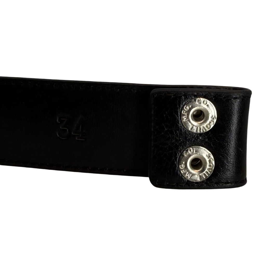 Chrome Hearts Silver Cemetery Cross Black Leather Belt - Size 34