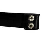 Chrome Hearts Silver Cemetery Cross Black Leather Belt - Size 34