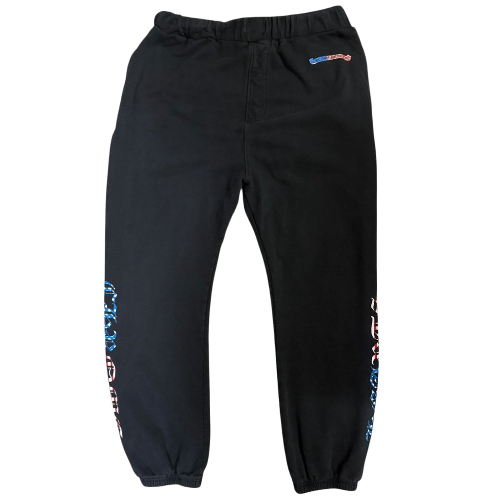 Chrome Hearts Matty Boy Black USA Flag Script Logo Sweatpants