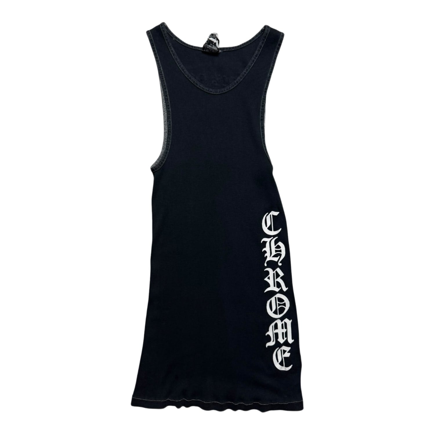 Chrome Hearts Vintage Ribbed Side Logo Fuck You Tank Top Black