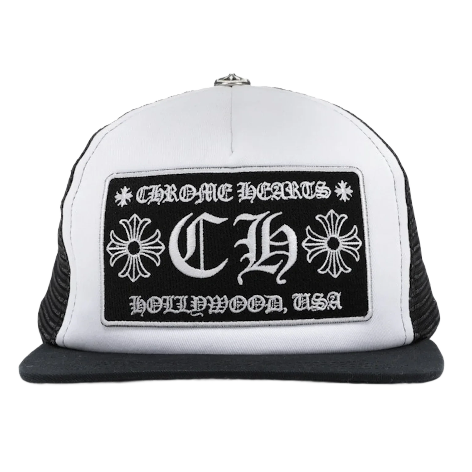 Chrome Hearts CH Hollywood Trucker Hat Black/White