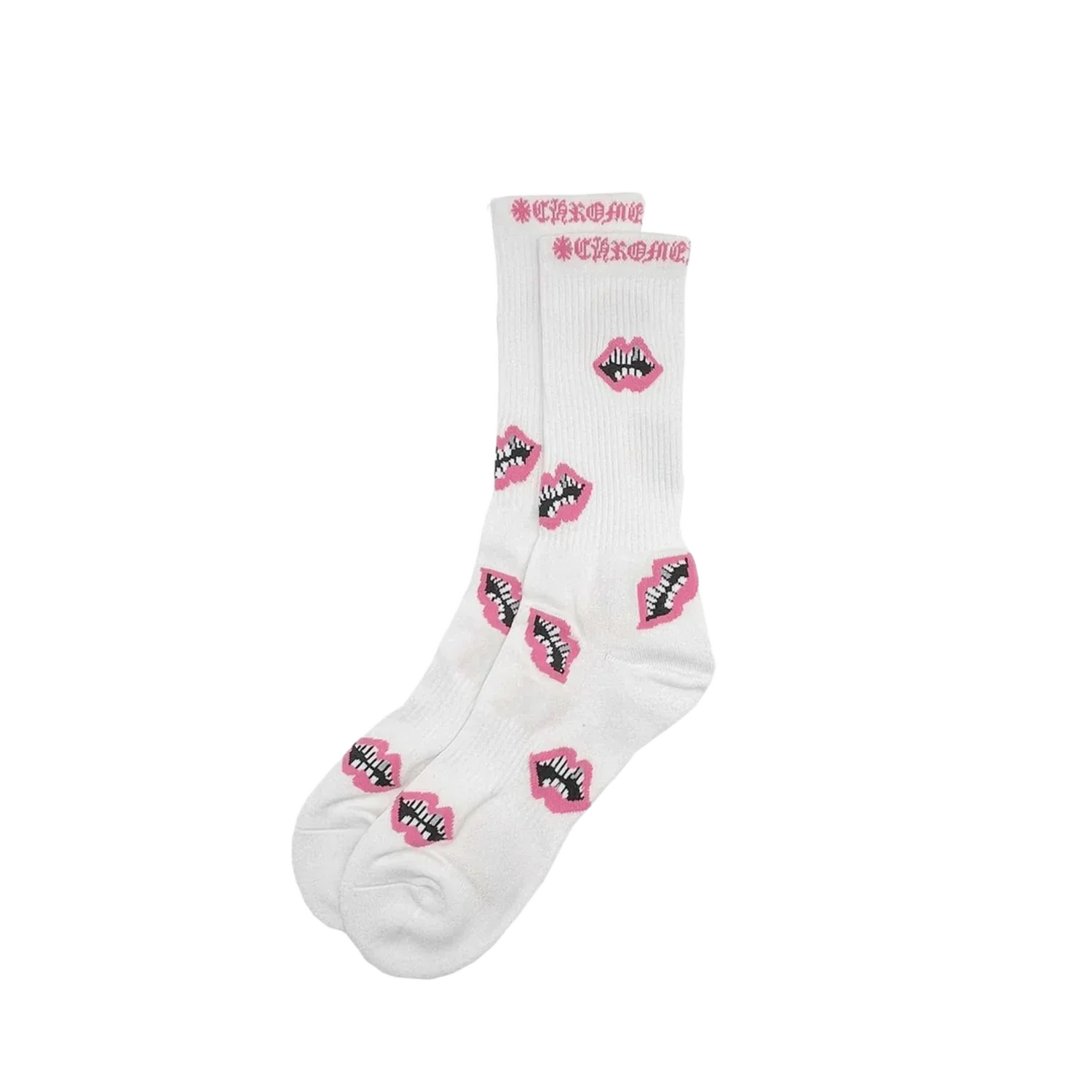 Chrome Hearts Matty Boy Chomper Socks White/Pink