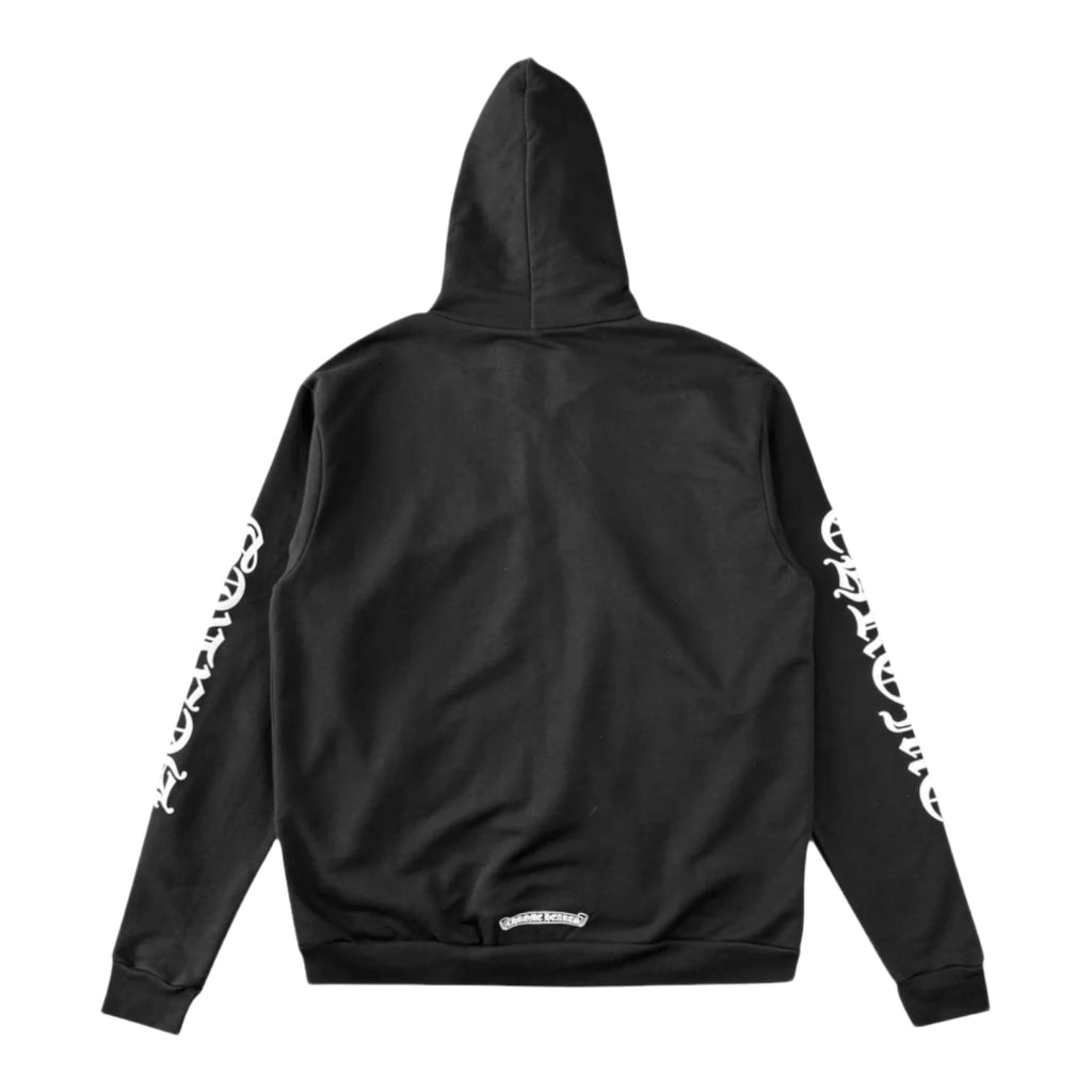 Chrome Hearts Vertical Logo Zip Up Hoodie Black/White