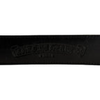 Chrome Hearts Silver Cemetery Cross Black Leather Belt - Size 34