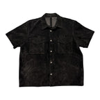 Chrome Hearts Leather Suede Short Sleeve Shirt Black